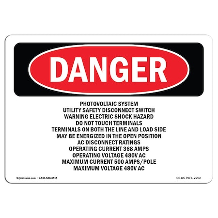 OSHA Danger, 5 Height, 7 Width, Decal